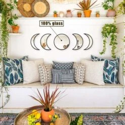 Décor Naturel Scandinave, Miroir De Phase De Lune En Verre, Design D'intérieur Miroir De Phase De Lune En Bois Décoration Murale Bohème Pour Chambre (noir) -ATMOSPHERA || VIDAXL || Safavieh Soldes 97731833 3