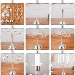 5 Bras Chandelier Or Vintage Chandelier Chandelier Métal Décoratif Chandelier Table De Mariage Chandelier Pour Chandelier Dîner Chandelier Décoration De Noël -ATMOSPHERA || VIDAXL || Safavieh Soldes 97732972 4