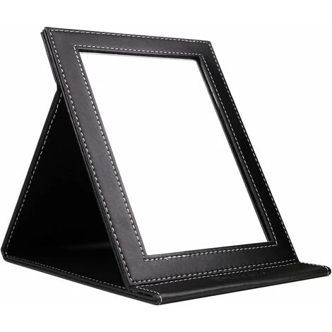 Miroir De Voyage Pliable Avec Miroir De Courtoisie, Miroir De Bureau Avec étui En Cuir PU Noir 3 Miroir De Voyage Pliable Avec Miroir De Courtoisie, Miroir De Bureau Avec étui En Cuir PU Noir
