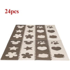 24 Pcs Puzzle Tapis Dalle Mousse Bébé, Tapis éveil Bébé, Impermeable Tapis Enfant Ramper, Tapis De Jeu De Clôture Enfant 30X30