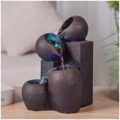 Fontaine Zen Luba Avec LED - Marron - H 25 Cm - Livraison Gratuite