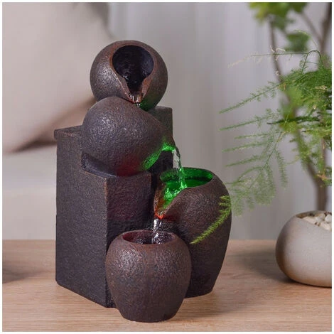 Fontaine Zen Luba Avec LED - Marron - H 25 Cm - Livraison Gratuite 5 Fontaine Zen Luba Avec LED - Marron - H 25 Cm - Livraison Gratuite – Image 3