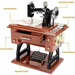 Boîte à Musique Vintage Mini Machine à Coudre Style Boîte à Musique Mécanique Cadeau Pour Anniversaire Noël Saint Valentin Décoration De La Maison Artisanat -ATMOSPHERA || VIDAXL || Safavieh Soldes 98441703 3