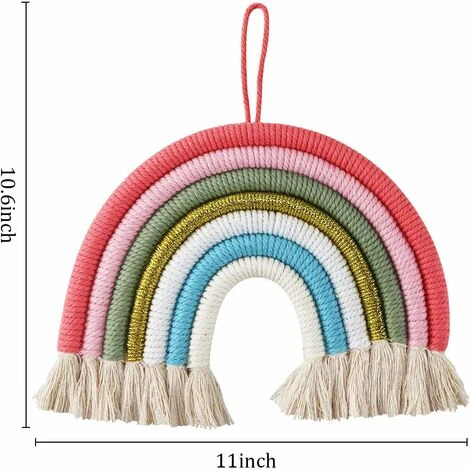 Décoration Arc-en-ciel En Macramé, Tapisserie Artisanale Bohomienne Tenture Murale Décoration D'anniversaire Pour Enfants, Macramé De 7 Cordons Tressés Décoration Murale Chambre D'enfants (1) 4 Décoration Arc-en-ciel En Macramé, Tapisserie Artisanale Bohomienne Tenture Murale Décoration D'anniversaire Pour Enfants, Macramé De 7 Cordons Tressés Décoration Murale Chambre D'enfants (1) – Image 2