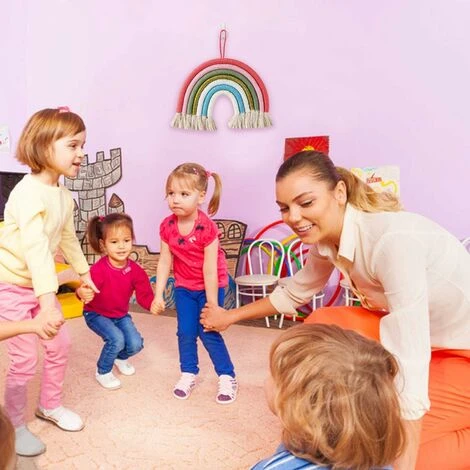 Décoration Arc-en-ciel En Macramé, Tapisserie Artisanale Bohomienne Tenture Murale Décoration D'anniversaire Pour Enfants, Macramé De 7 Cordons Tressés Décoration Murale Chambre D'enfants (1) 6 Décoration Arc-en-ciel En Macramé, Tapisserie Artisanale Bohomienne Tenture Murale Décoration D'anniversaire Pour Enfants, Macramé De 7 Cordons Tressés Décoration Murale Chambre D'enfants (1) – Image 4