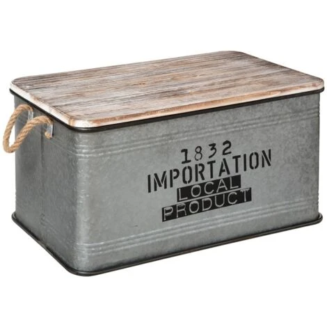 Malle Métal Bois Zinc X 3 - Atmosphera Créateur D'intérieur 4 Malle Métal Bois Zinc X 3 - Atmosphera Créateur D'intérieur – Image 2