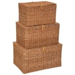 Malle “Carmen” En Rotin Naturel X3 - Atmosphera Créateur D'intérieur