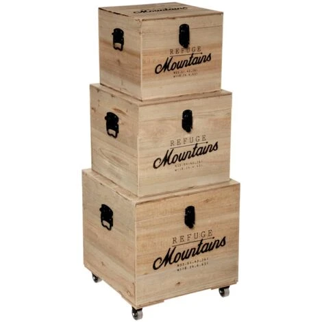 Malle Carre Bois Wild X 3 - Atmosphera Créateur D'intérieur 3 Malle Carre Bois Wild X 3 - Atmosphera Créateur D'intérieur