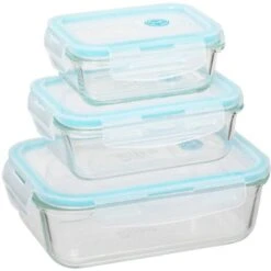 3 Petites Boîtes Rectangulaire De Conservation Clipeat Verre - 5 Five Simply Smart