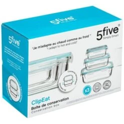 3 Petites Boîtes Rectangulaire De Conservation Clipeat Verre - 5 Five Simply Smart 9 3 Petites Boîtes Rectangulaire De Conservation Clipeat Verre - 5 Five Simply Smart -ATMOSPHERA || VIDAXL || Safavieh Soldes 98559060 3