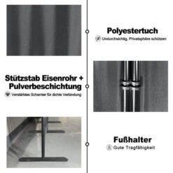 Paravent Interieur Extérieur 185x180 Cm Panneaux Séparateur De Pièce Avec Des Clous Et Des Serre-câbles, Gris Foncé NAIZY -ATMOSPHERA || VIDAXL || Safavieh Soldes 99356951 4